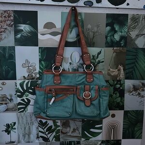 Rosetti blue and brown purse